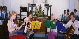 the Spring string Quartet plays for the Service in Barbados, 2001